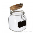 wholesale clear embossed glass storage jar with lid